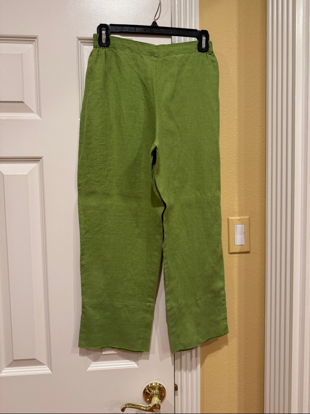 Green Women's Wide-Leg Linen Pants